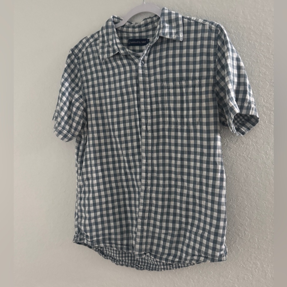 United by blue men check button up shirt Sz M